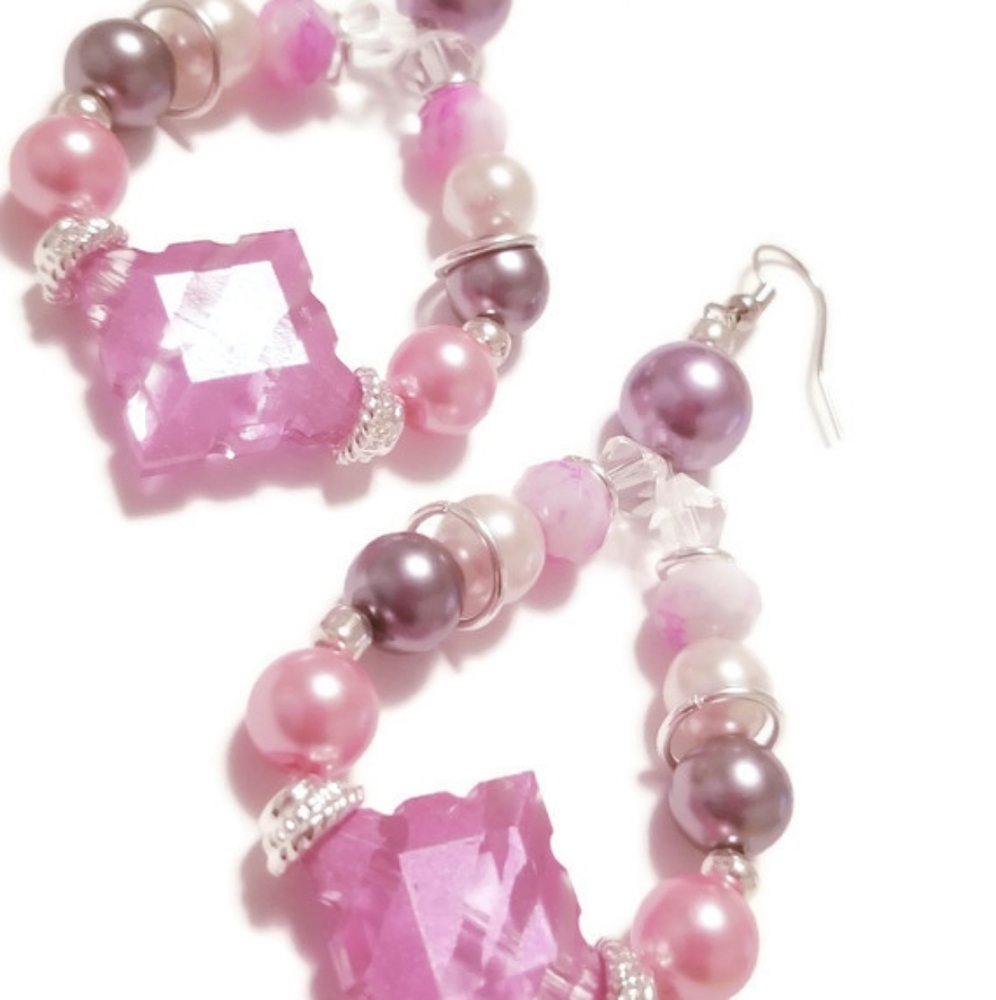 Lavender Pink Teardrop Earrings glam festival